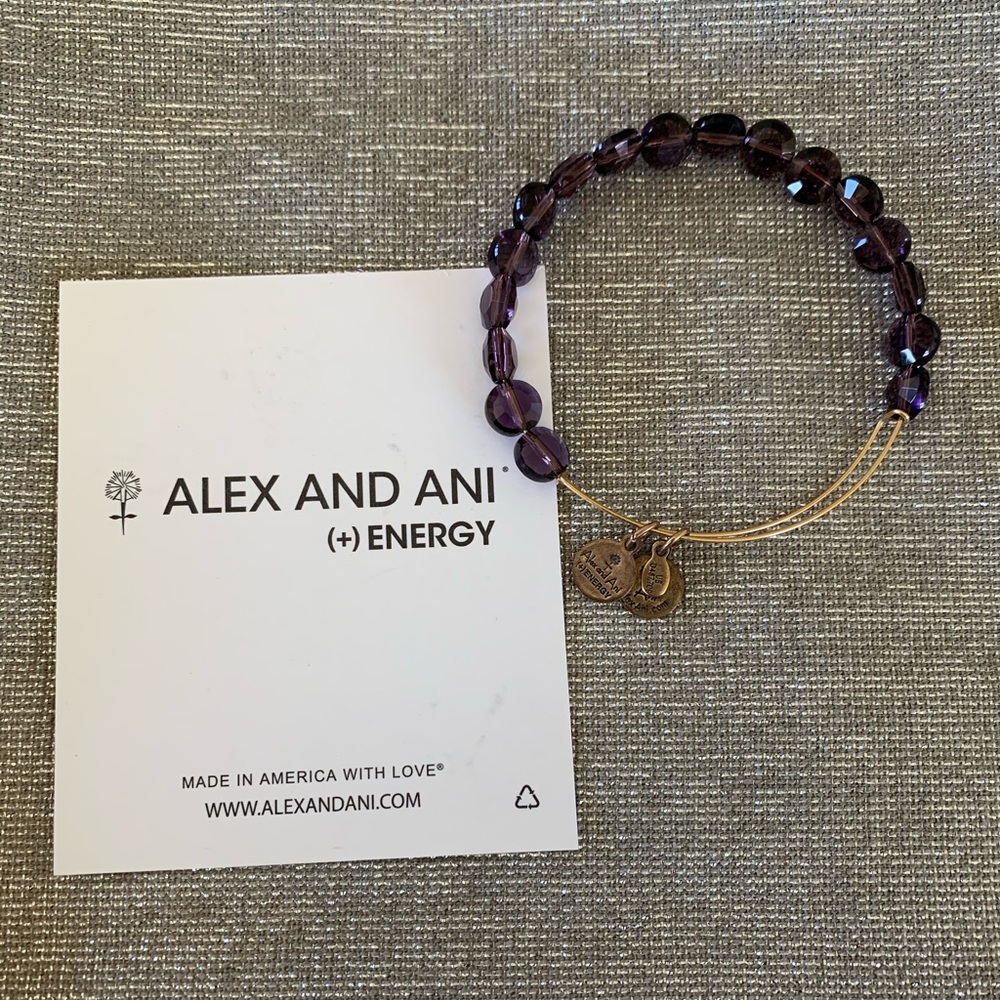 Alex and Ani Purple bead gold bracelet